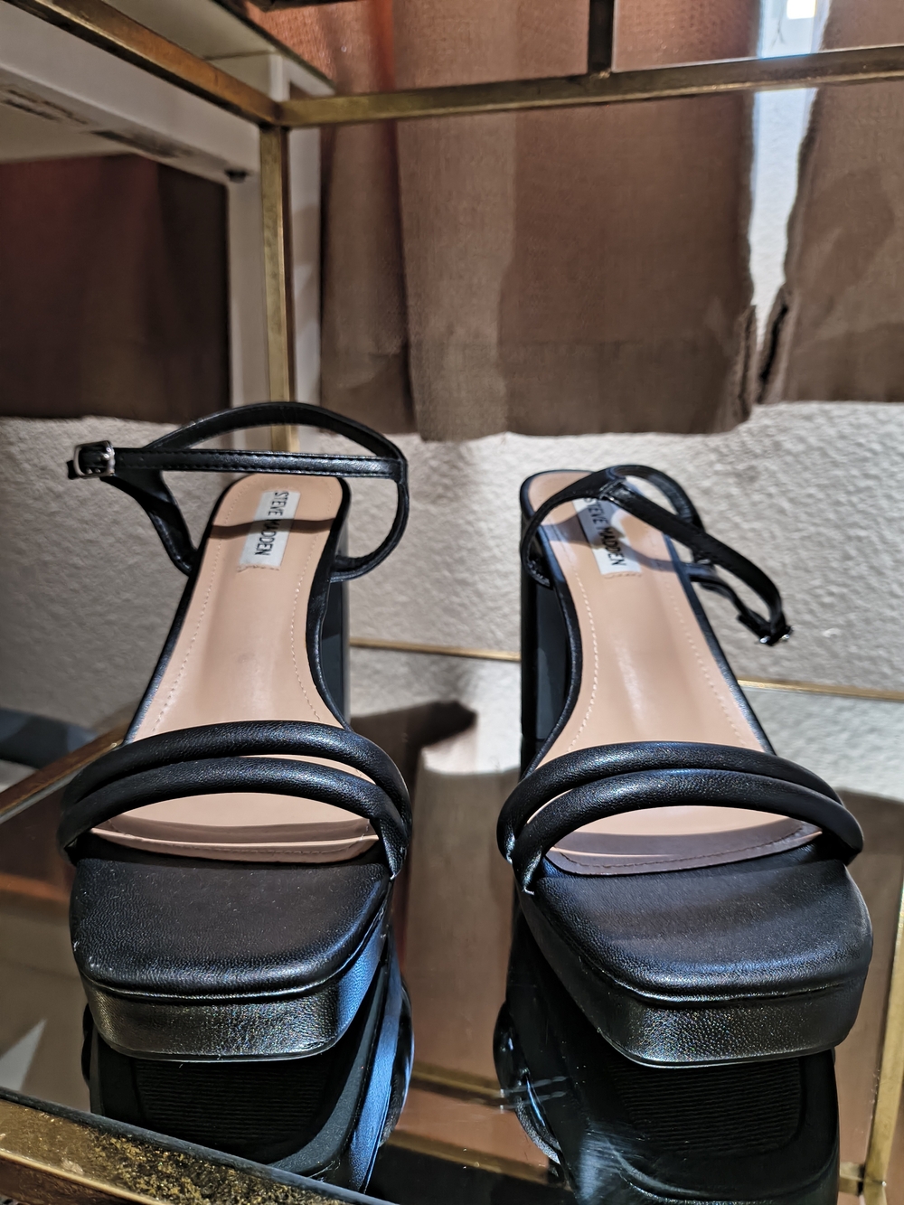 Steve Madden Black Strappy Platform Block Heels